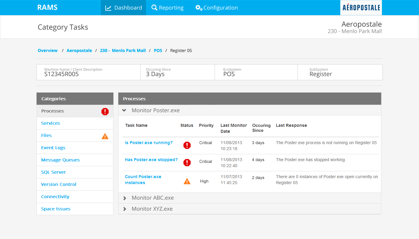 Epicor Dashboard Issue Tracking