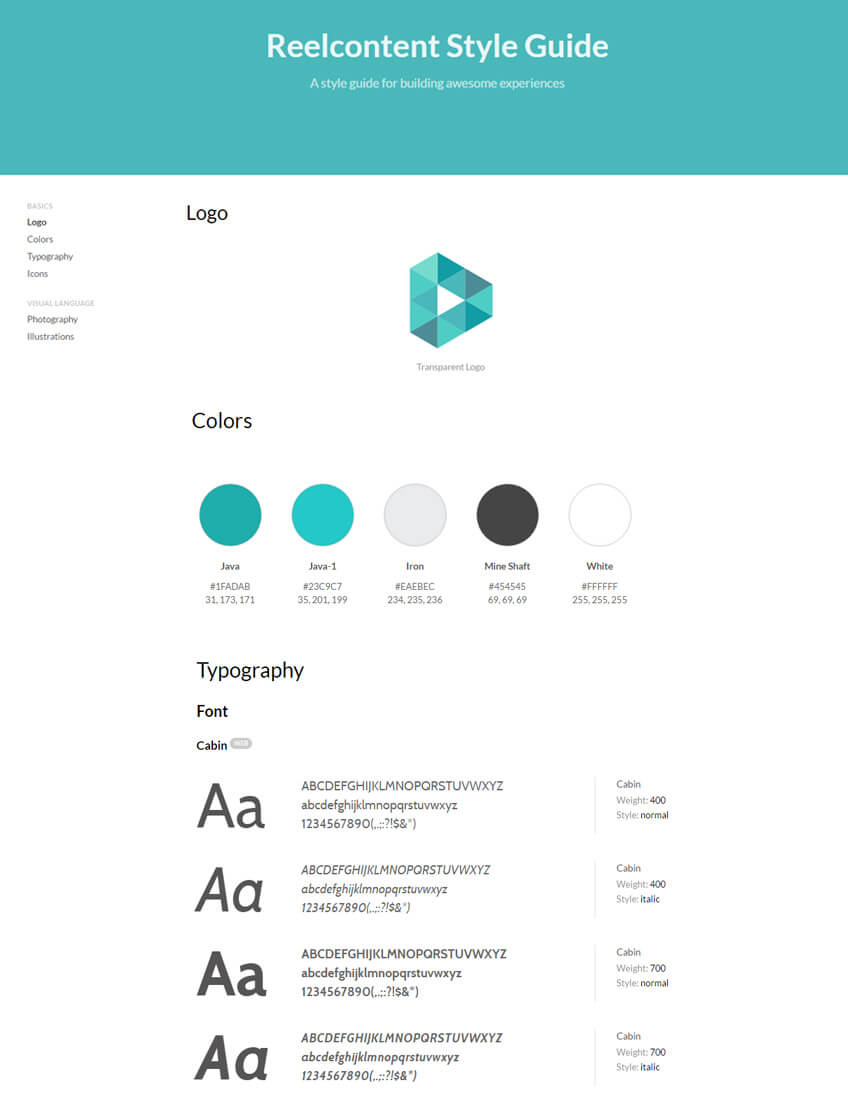 Reelcontent UI Guidelines Colors